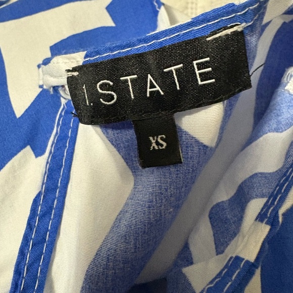 1. STATE Blue and White Cotton Tiered Abstract Blue and White Maxi with Pockets. - Picture 6 of 10